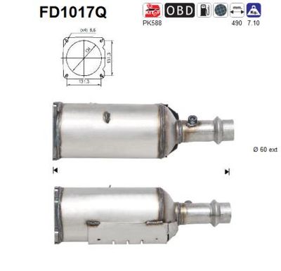 Filtr sadzy / filtr cząstek stałych, układ wydechowy AS 174007