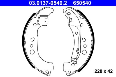 ATE 03.0137-0540.2 Ремкомплект барабанных колодок  для VW T-CROSS (Фольцваген Т-кросс)