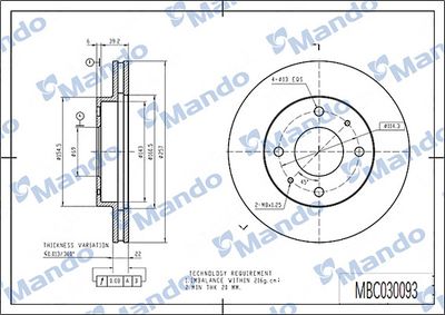MANDO MBC030093 Тормозные диски для HYUNDAI SONATA II (Y-2) 2.0 i