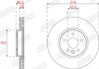 JURID 563304JC Тормозные диски  для JAGUAR XE (Ягуар Xе)