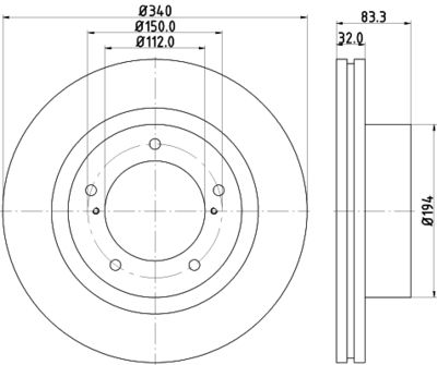 Тормозной диск HELLA 8DD 355 116-551 для LEXUS LX