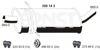 Средний глушитель выхлопных газов ERNST 350143 для MERCEDES-BENZ A-CLASS