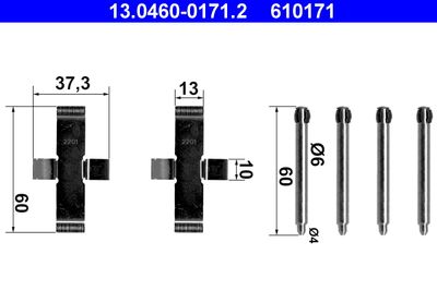 Комплектующие, колодки дискового тормоза ATE 13.0460-0171.2 для MERCEDES-BENZ СЕДАН