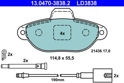 Комплект тормозных колодок, дисковый тормоз 13.0470-3838.2