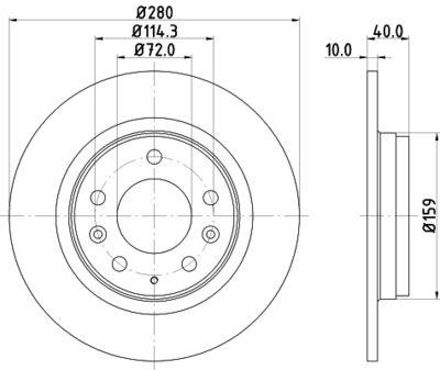 Тормозной диск HELLA 8DD 355 110-381 для MAZDA MX-5