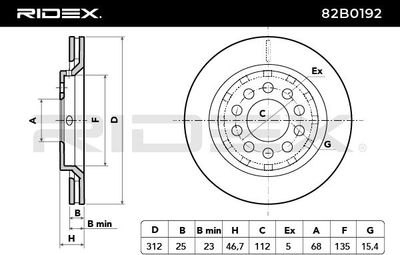 спирачен диск RIDEX 82B0192