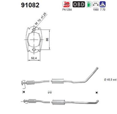 Катализатор AS 91082 для FIAT SEDICI