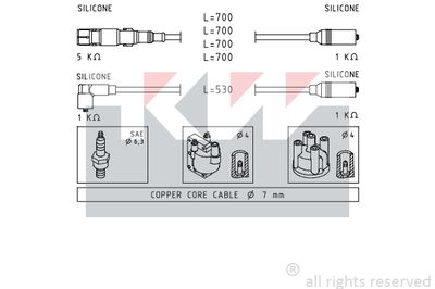 Комплект проводов зажигания KW 360 551 для VW PASSAT