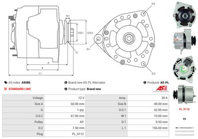 GENERATOR / ALTERNATOR AS-PL A9086 5