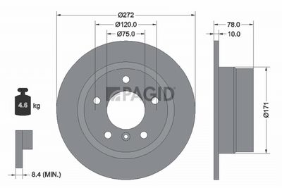 спирачен диск PAGID 50433NC