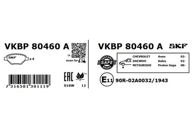 Brake Pad Set, disc brake VKBP 80460 A