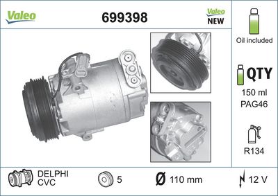 VALEO Compressor, airconditioning VALEO CORE-FLEX (699398)