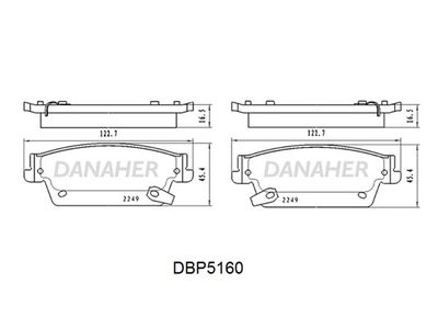 DANAHER DBP5160 Тормозные колодки и сигнализаторы  для CADILLAC  (Кадиллак Срx)