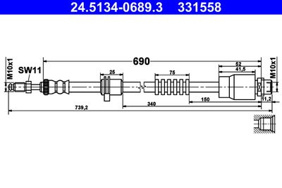 ATE 24.5134-0689.3 Тормозной шланг  для BMW X4 (Бмв X4)