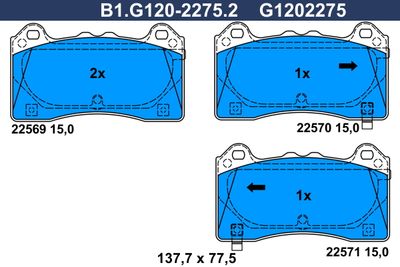 GALFER B1.G120-2275.2 Тормозные колодки и сигнализаторы  для FORD  (Форд Фокус)
