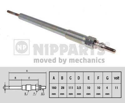 NIPPARTS N5715019 Свеча накаливания  для MITSUBISHI ASX (Митсубиши Асx)
