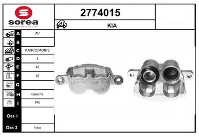 Тормозной суппорт EAI 2774015 для KIA PREGIO