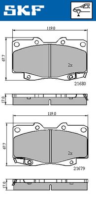 Комплект тормозных колодок, дисковый тормоз SKF VKBP 80349 A для TOYOTA FORTUNER