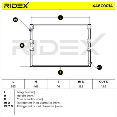 кондензатор, климатизация RIDEX 448C0014