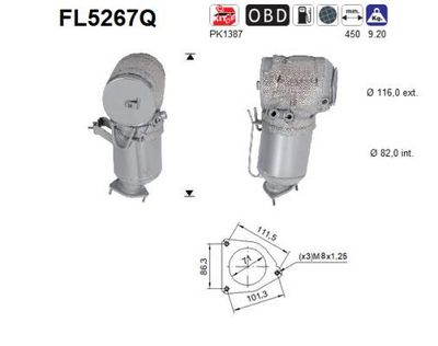Filtr sadzy / filtr cząstek stałych, układ wydechowy AS 36010405