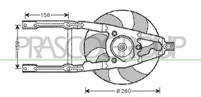 Вентилятор, охлаждение двигателя PRASCO FT019F002 для FIAT SEICENTO