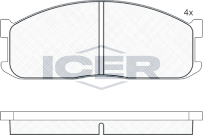 комплект спирачно феродо, дискови спирачки ICER 140687