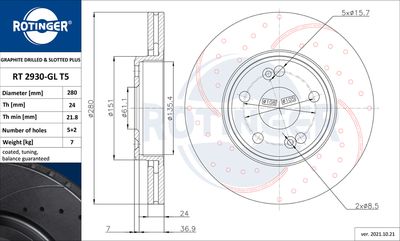 Tarcza hamulcowa ROTINGER RT 2930-GL T5