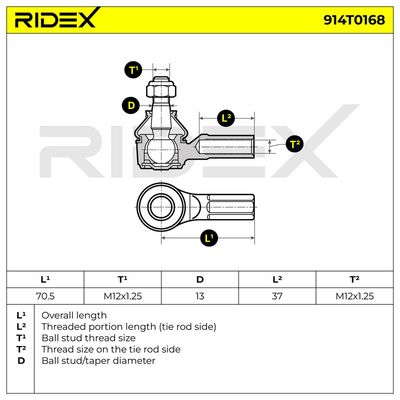 накрайник на напречна кормилна щанга RIDEX 914T0168