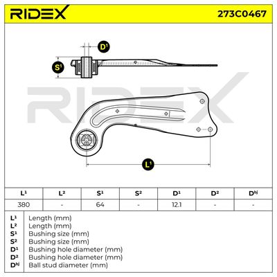 носач, окачване на колелата RIDEX 273C0467
