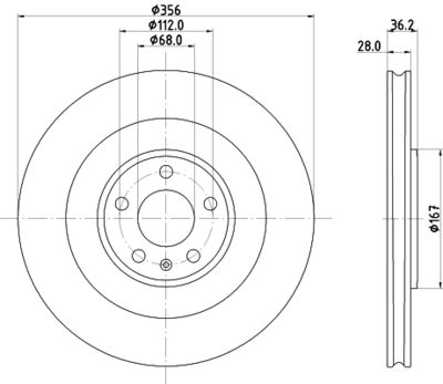 Тормозной диск HELLA 8DD 355 134-851 для PORSCHE MACAN