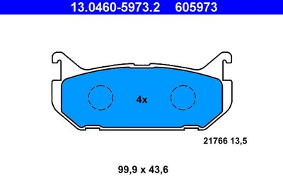 Комплект тормозных колодок, дисковый тормоз ATE 13.0460-5973.2 для MAZDA MX-6