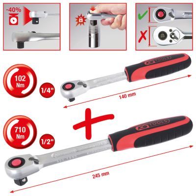 KS TOOLS Reversinių reketo mechanizmų rinkinys