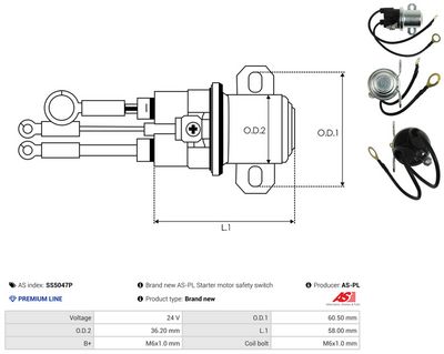 Elektromagnetický spínač, startér AS-PL SS5047P