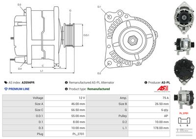 GENERATOR / ALTERNATOR AS-PL A3594PR 4