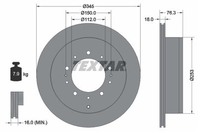Тормозной диск TEXTAR 92198503 для HYUNDAI XG