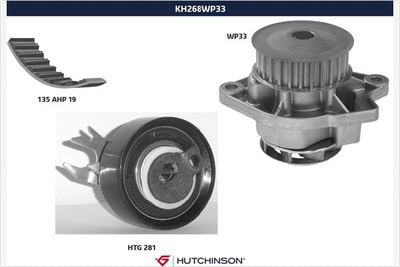 KH268WP33 HUTCHINSON Водяной насос + комплект зубчатого ремня