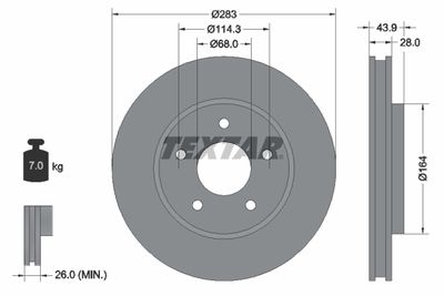 TEXTAR 92280103 Тормозные диски  для NISSAN NV200 (Ниссан Нв200)