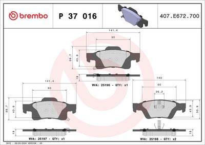 Brake Pad Set, disc brake P 37 016