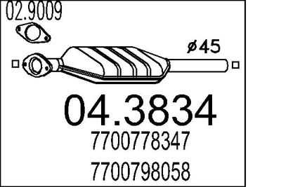 Катализатор MTS 04.3834 для RENAULT RAPID