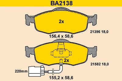 Комплект тормозных колодок, дисковый тормоз BARUM BA2138 для FORD SCORPIO