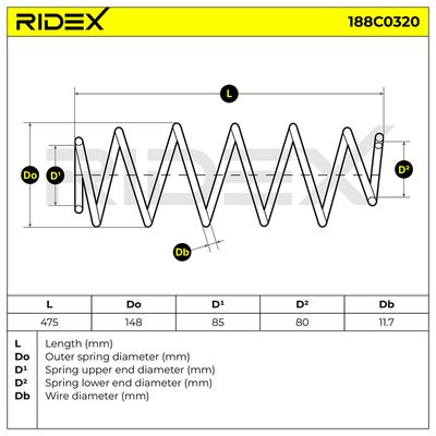 пружина за ходовата част RIDEX 188C0320