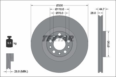 Тормозной диск TEXTAR 92337905 для ALFA ROMEO GIULIA