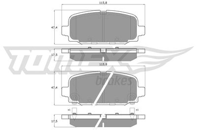 Комплект тормозных колодок, дисковый тормоз TOMEX Brakes TX 19-79 для JEEP COMPASS