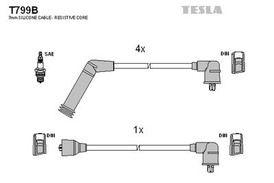Комплект проводов зажигания TESLA T799B для HYUNDAI H-1