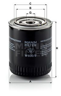 MANN-FILTER W 930/9 Масляный фильтр  для GAZ SOBOL (Газ Собол)