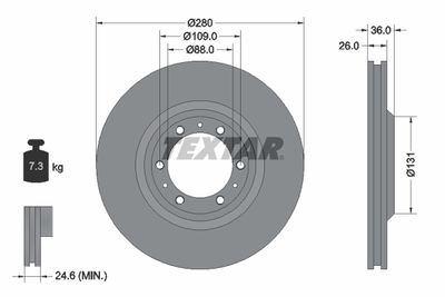 Тормозной диск TEXTAR 92091400 для ISUZU RODEO