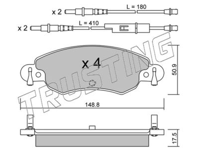 Комплект тормозных колодок, дисковый тормоз TRUSTING 339.0 для CITROËN C5