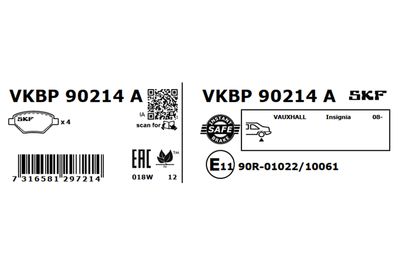 Комплект тормозных колодок, дисковый тормоз VKBP 90214 A
