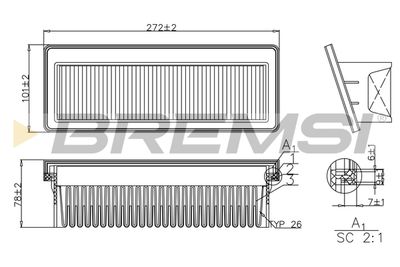 Воздушный фильтр BREMSI FA1198 для HYUNDAI i10