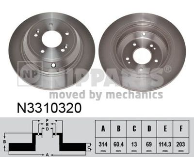Тормозной диск NIPPARTS N3310320 для KIA QUORIS